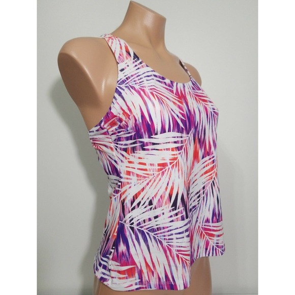 Go Gossip palm print racerback tankini top size S multi color - Picture 2 of 4